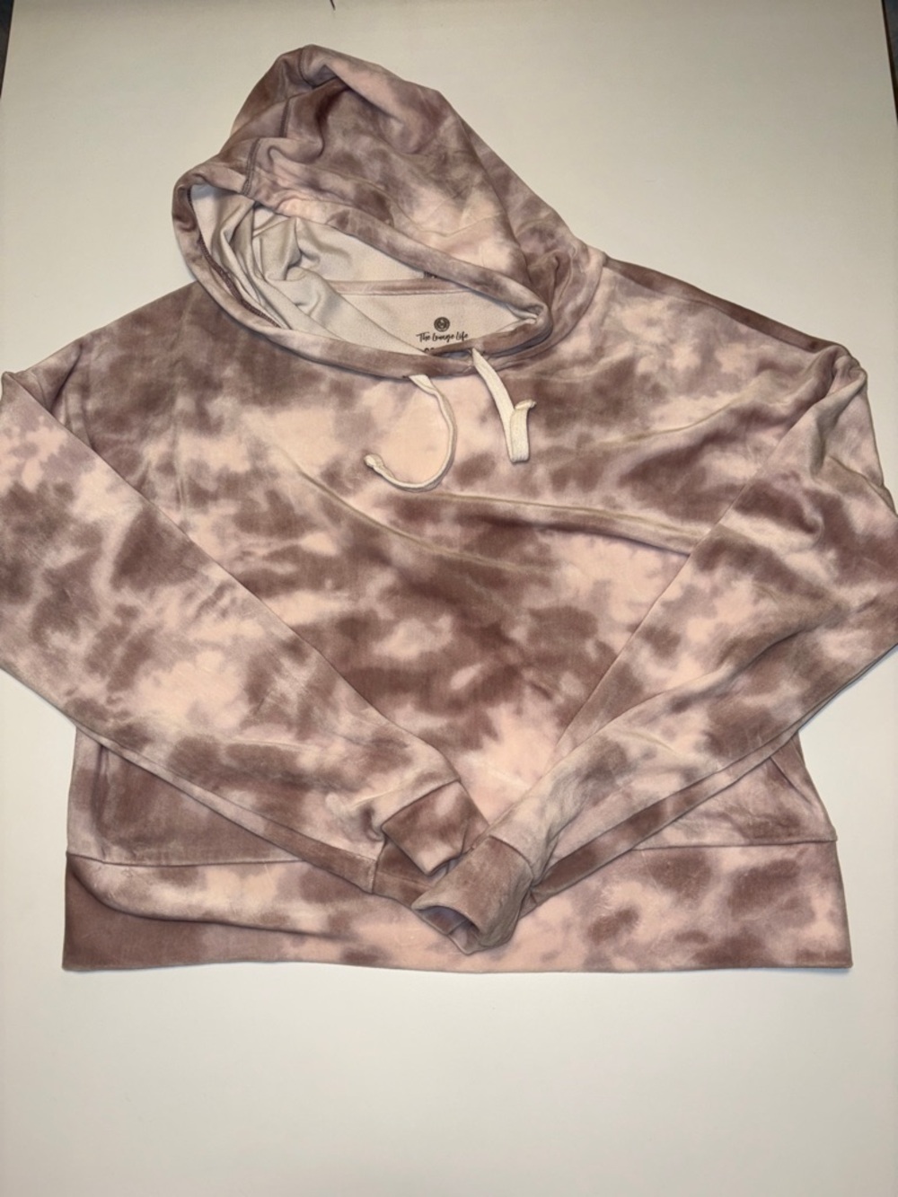 Soft Pink and Cream Tie-Dye Pullover Hoodie